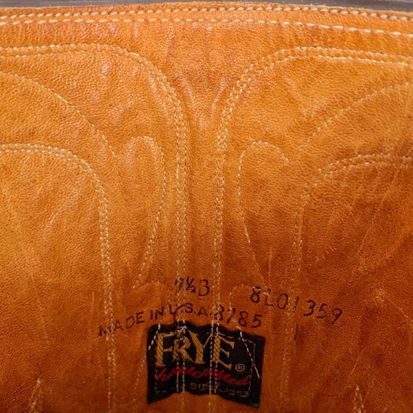 SOLD FRYE Vintage Black Label Stitching Tall Knee High Brown Western Boots 9 9.5 - Picture 4 of 11